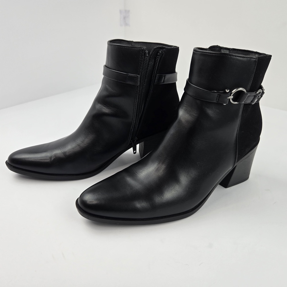 Croft & Barrow Black Ankle Boots with Strap Accent